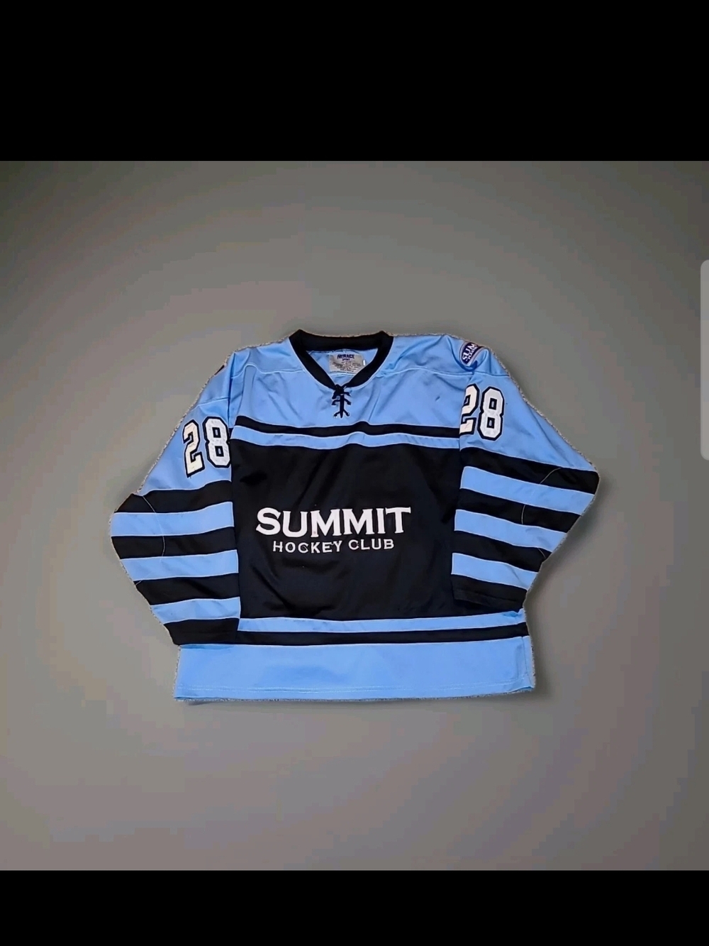 XL Summit Plastics Hockey Club MENACE Game-Worn Jersey Powder Blue/Black (#28)